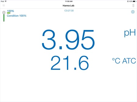 Hanna Lab App Probe Condition Screenshot