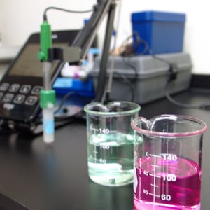 edge pH meter and two calibraiton solutions