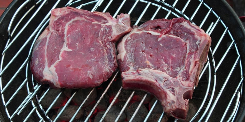 Steaks on a grill