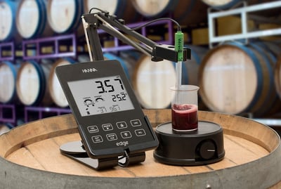 Wine lab set up for edge pH meter